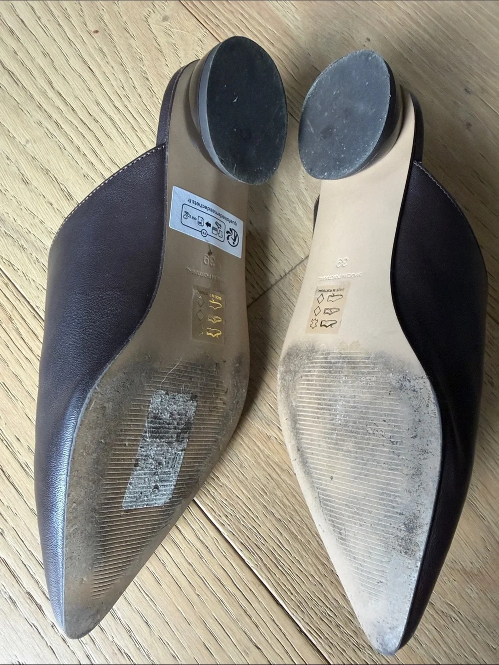 Anthropologie Women’s  Pointed Leather Mules in Dark Brown